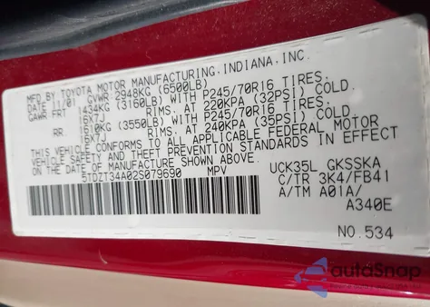 2002 Toyota Sequoia Sr5 V8 z USA, uszkodzony, nr VIN 5TDZT34A02S079690